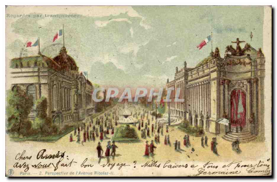CPA Carte transparente Paris Perspective de l'avenue Nicolas II