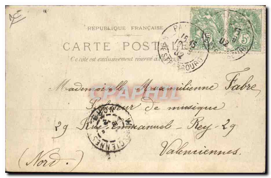 CPA Carte transparente Paris Perspective de l'avenue Nicolas II — Rückseite