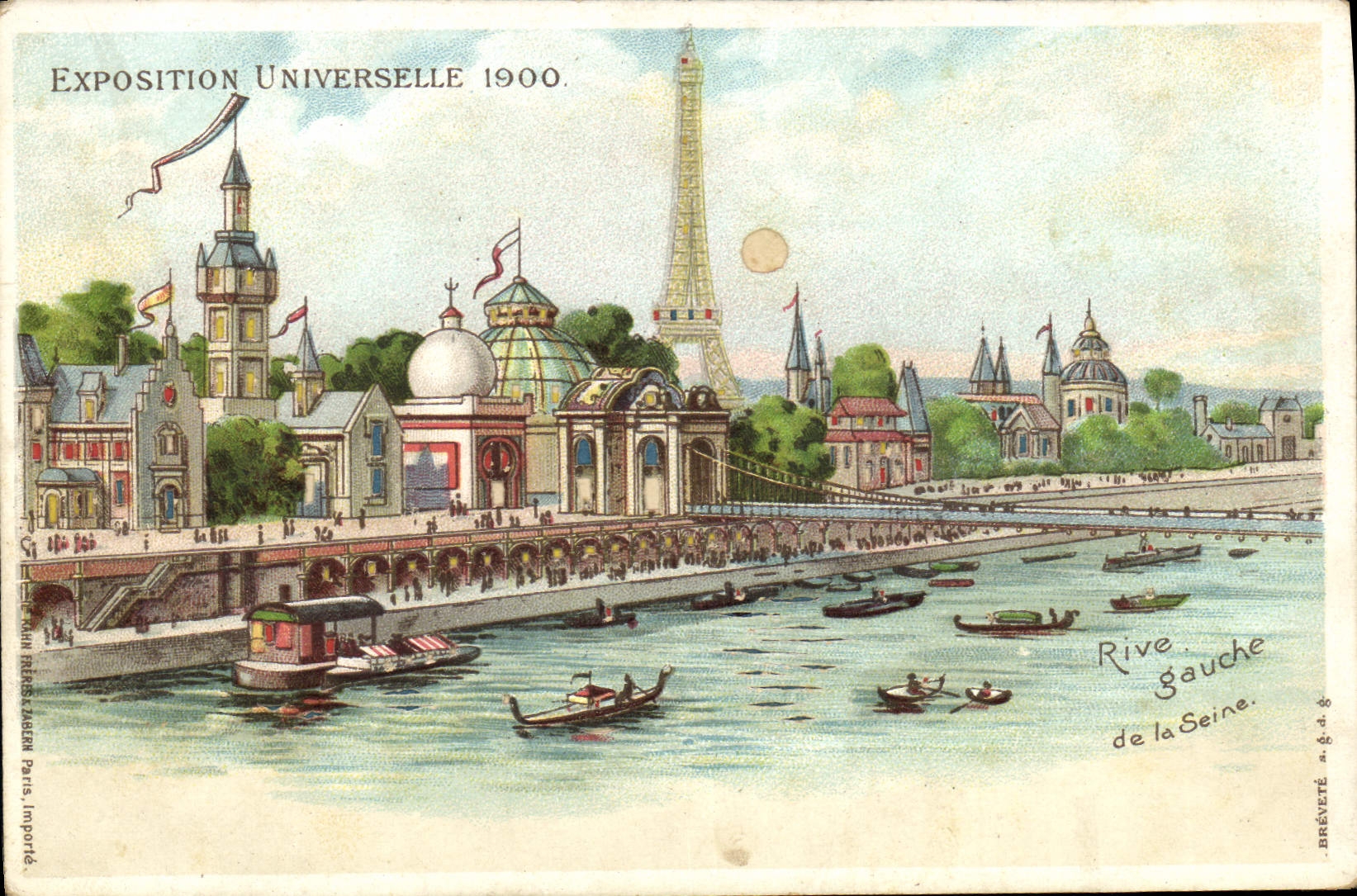 CPA Carte transparente Paris Exposition Universelle 1900 Tour Eiffel Bateaux