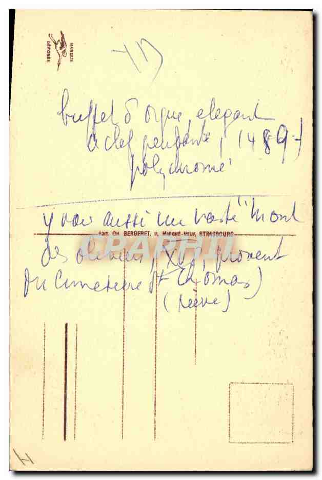 CPA Orgue Cathedrale de Strasbourg Les orgues — Verso