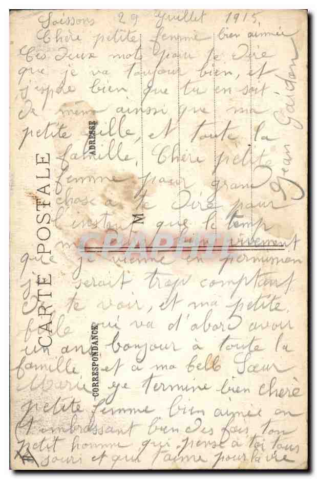 CPA Orgue Soissons Interieur de la cathedrale apres le bombardement vue prise du choeur Militaria — Rückseite