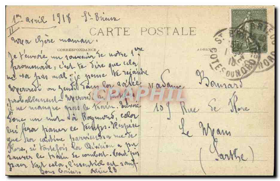 CPA Phare Saint Brieuc Sortie d'un vapeur Bateau — Rückseite