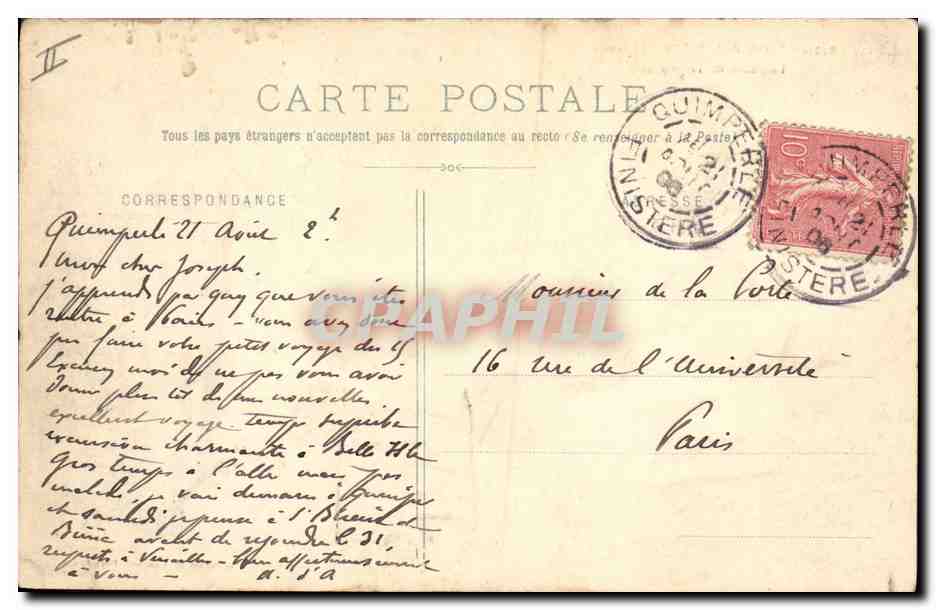 CPA Phare Entree de la baie de Quiberon Le phare de Teignouse — Rückseite