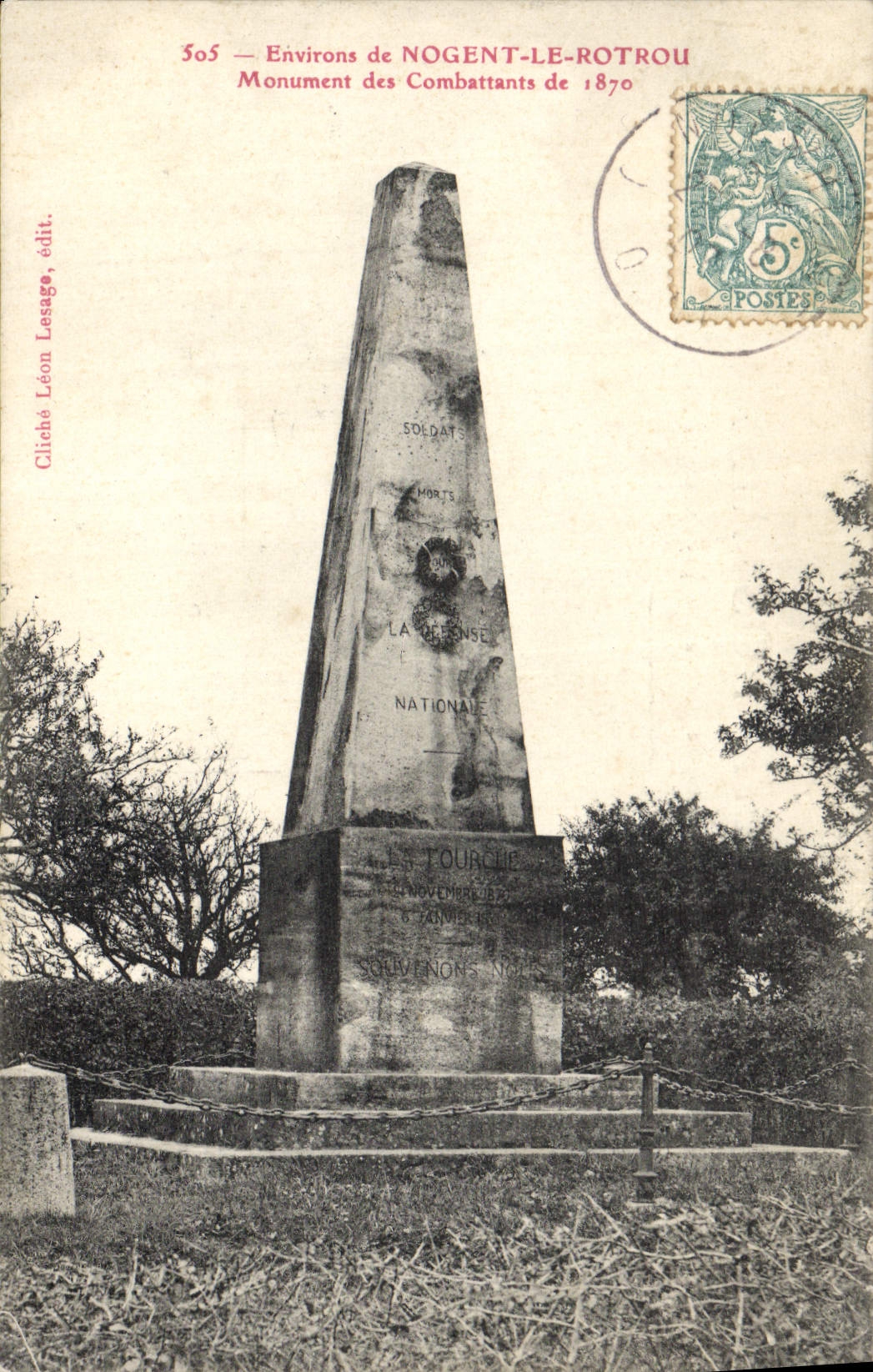 Monument des Combattants de 1870 — Environ de Nogent-le-Rotrou — Cliché Léon Lesage, édit. 305