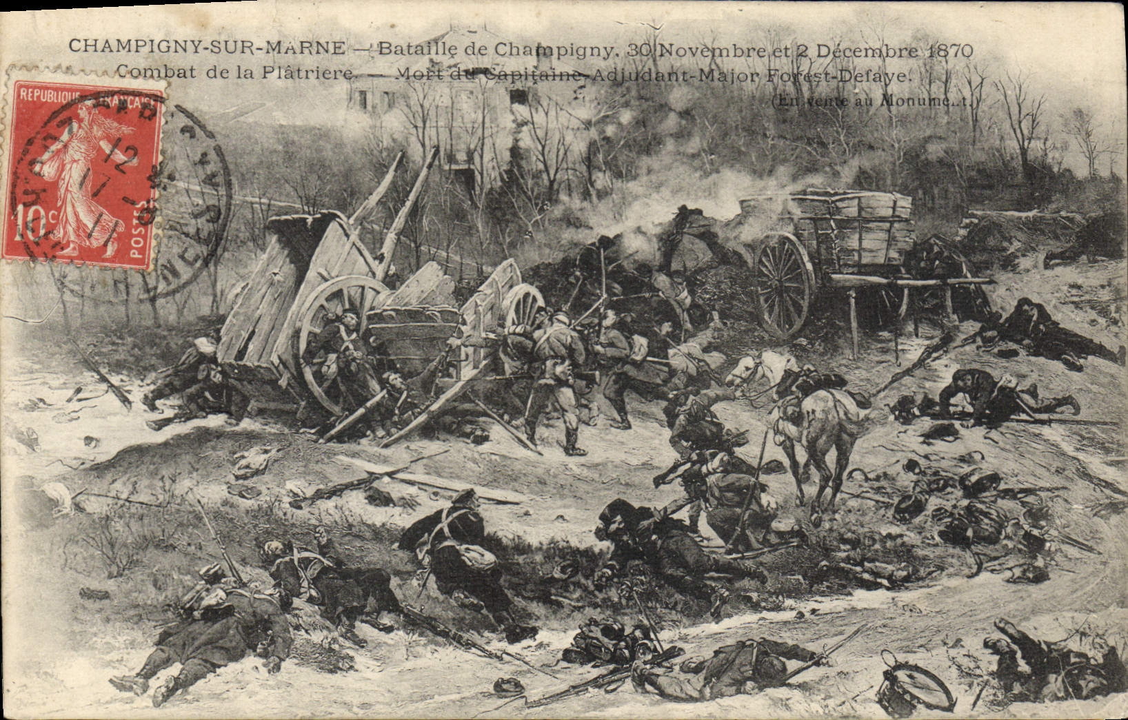 Champigny-sur-Marne — Bataille de Champigny, 30 Novembre et 2 Décembre 1870 — Mort du Capitaine-Adjudant-Major Forest-Defaye — En vente au Monument