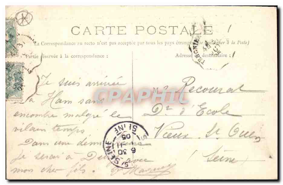 CPA Militaria Guerre de de 1870 Ham Sortie des troupes allemandes du chateau — Rückseite