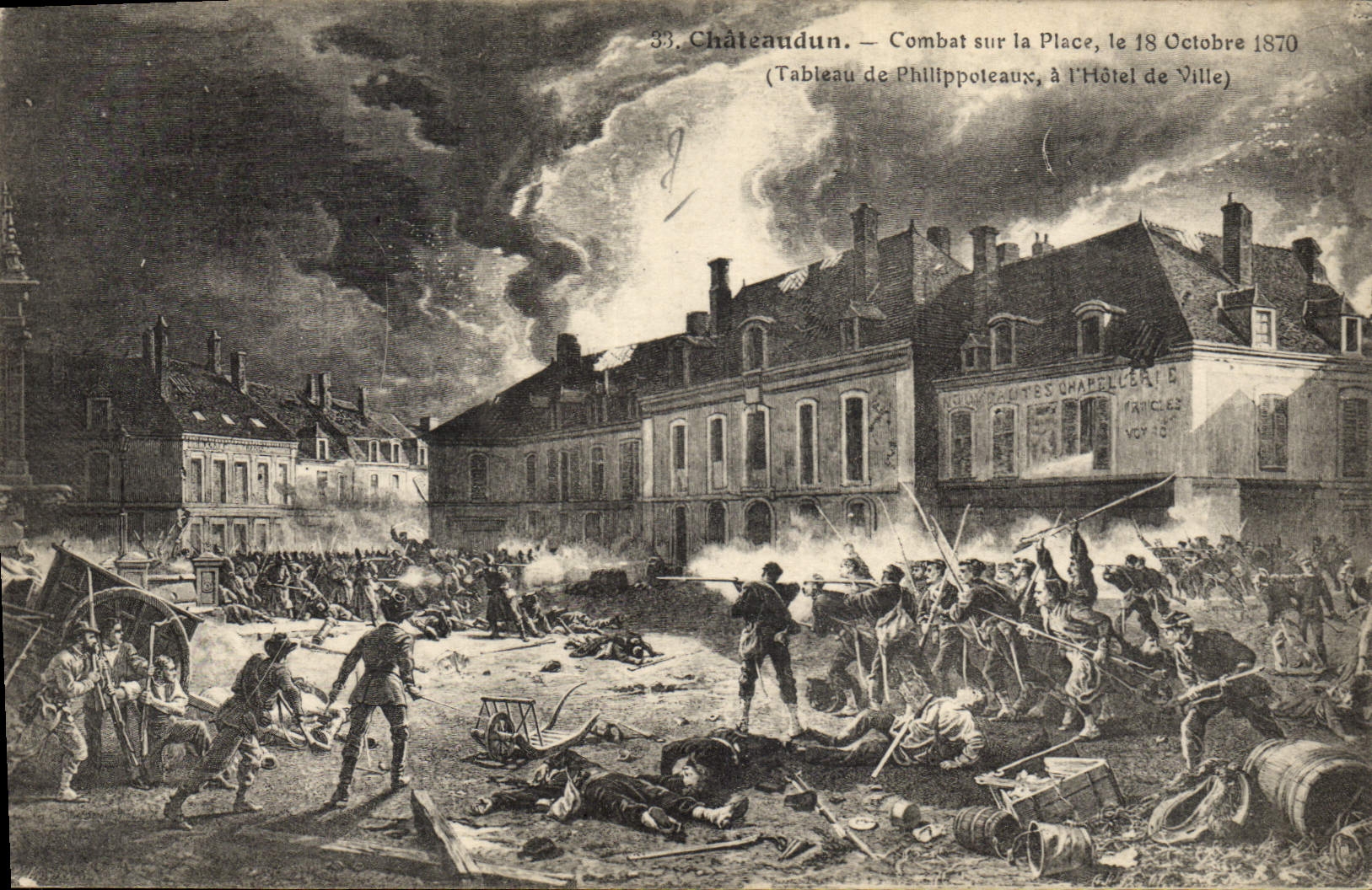 Châteaudun — Combat sur la Place, le 18 Octobre 1870 — Tableau de Philippoteaux, à l'Hôtel de Ville