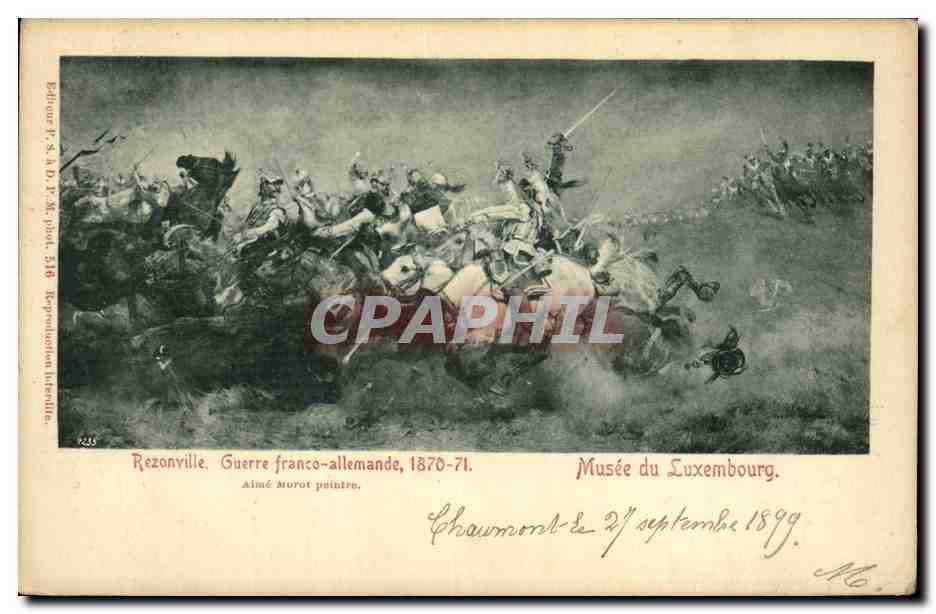 Rezonville. Guerre franco-allemande, 1870-71. — Peinture d'Aimé Morot — Musée du Luxembourg — Éditeur P. & D. R. pour 310 Réproduction interdite.