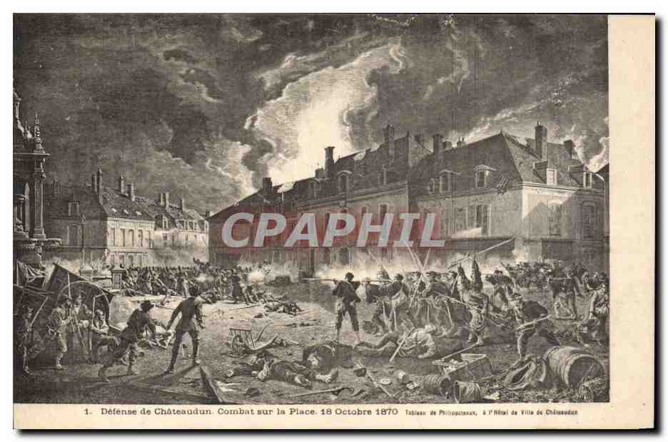 Défense de Châteaudun — Combat sur la Place, 18 Octobre 1870 — Tableau de Philippeaux, à l'Hôtel de Ville de Châteaudun