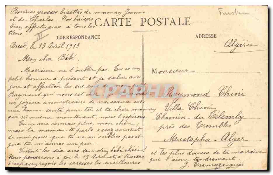 CPA Folklore Costumes de Rosporden et Coray — Verso