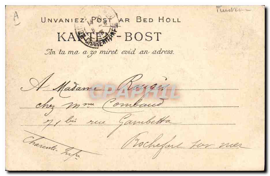 CPA Folklore Femme et enfant de Chateaulin — Verso