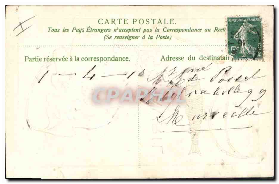 CPA Fantaisie Fleurs Poisson 1er Avril — Verso