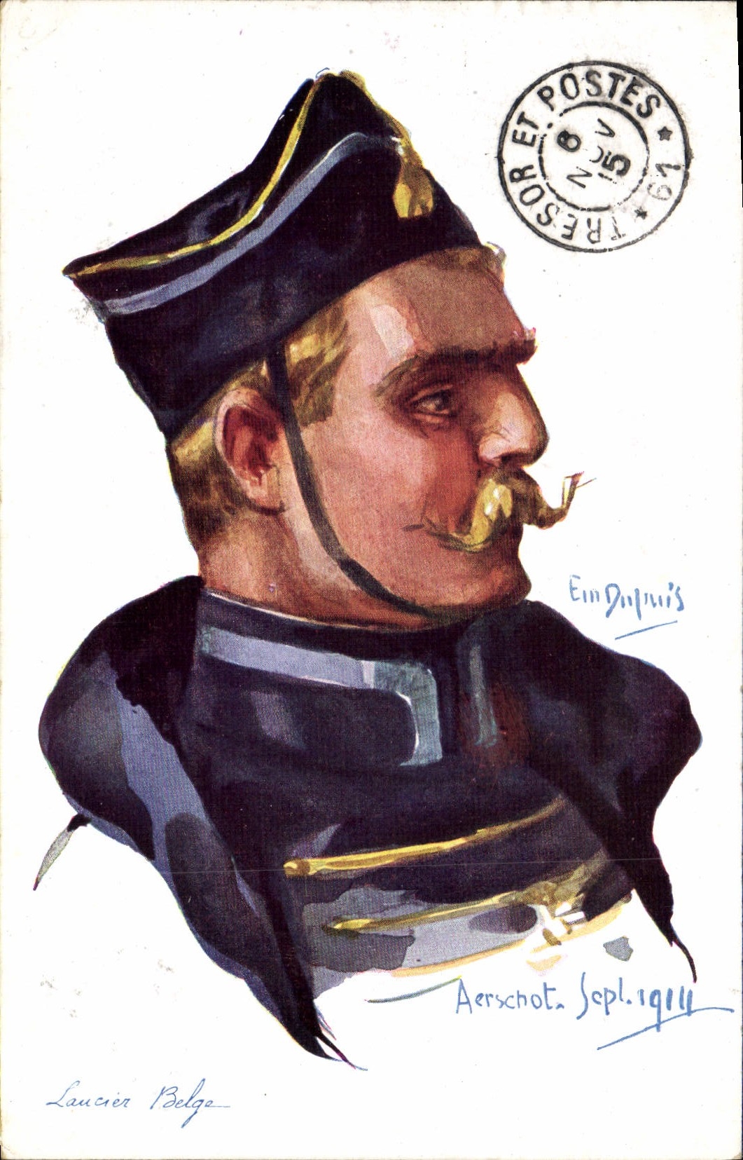 CPA Fantaisie Illustrateur Dupuis Militaria lancier Belge