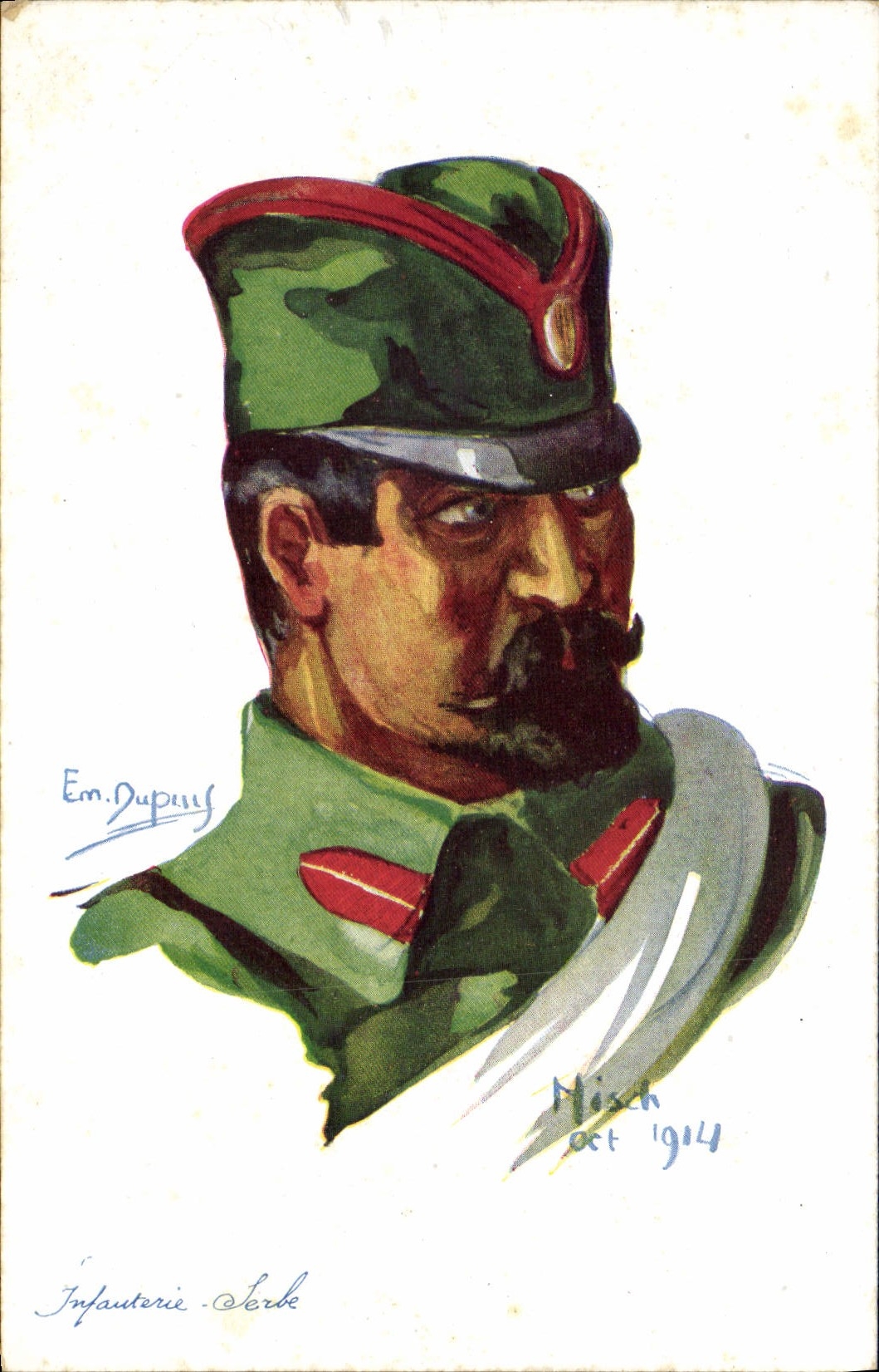CPA Fantaisie Illustrateur Dupuis Militaria Infanterie Serbe Serbie Serbia