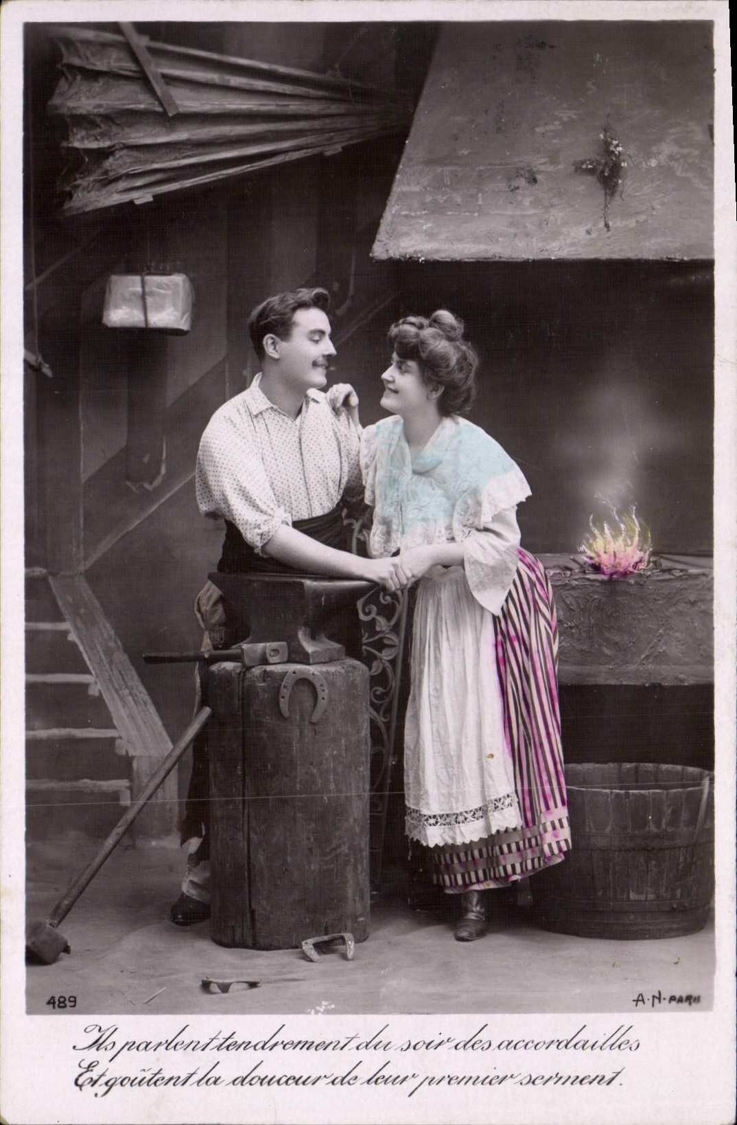 Couples amoureux — scène de vie — A. N. PARU, n° 489