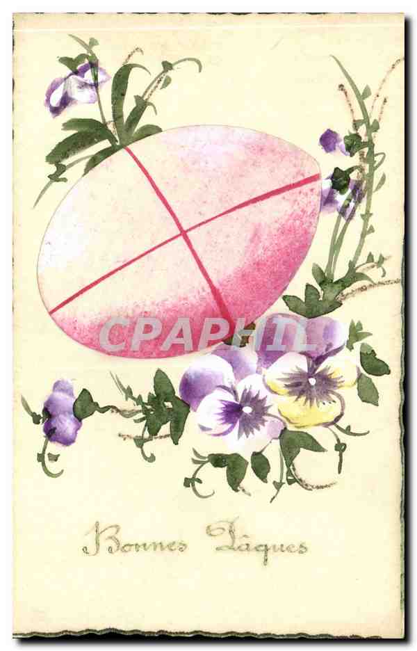Uovo di Pasqua decorato — viola — testo 'Buone Pasque'