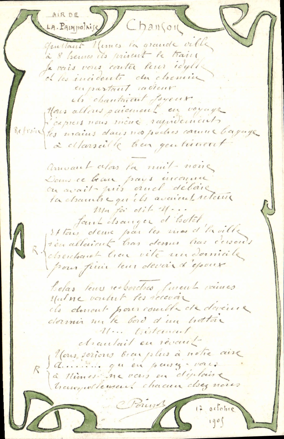 Chanson de La Paimpolaise — Air de La Paimpolaise — éditeur inconnu, n° de série non visible