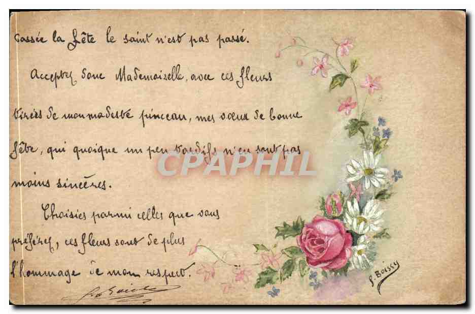 CPA Fantaisie (dessin a la main) Fleurs