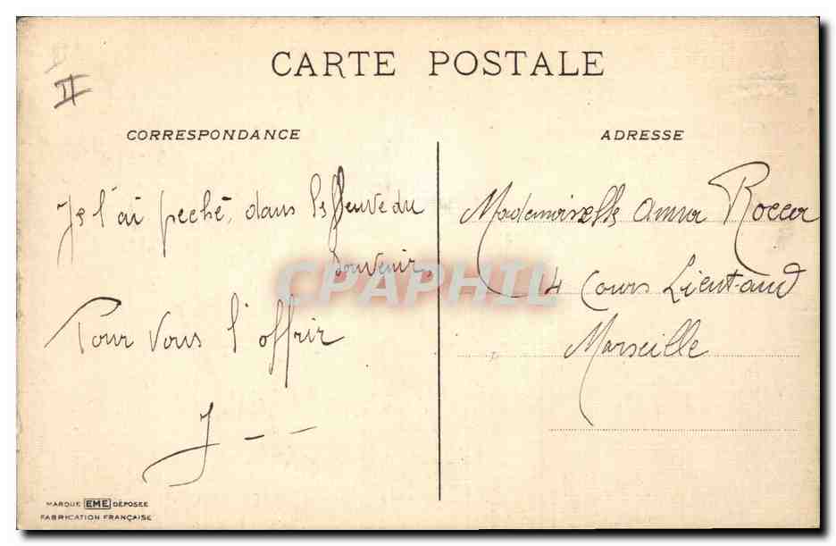 Poisson et fleur violette — 'Gentil Courrier de l'Amitié' — EME, n° II — Back