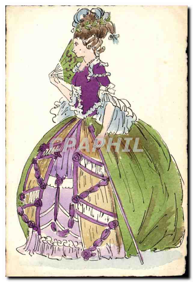 Femme en robe de cour — style XVIIIe siècle — éditeur non identifié