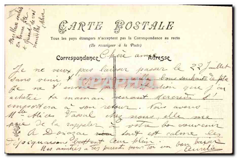 CPA Fantaisie (dessin a la main) Fleurs — Rückseite