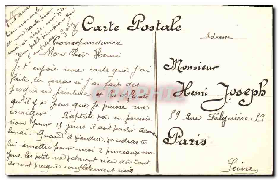 Souvenir de Toul — dessin de fleurs et oiseaux — signé Baby — Back
