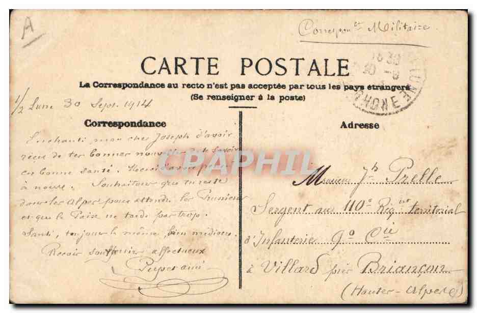 Horloge de la gare — caricature militaire — dessiné par J. O. — Verso