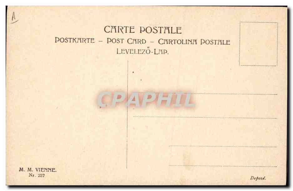 Femme et enfant avec bouquet — Vœux de bonne année — M. M. Vienne, n° 237 — Verso