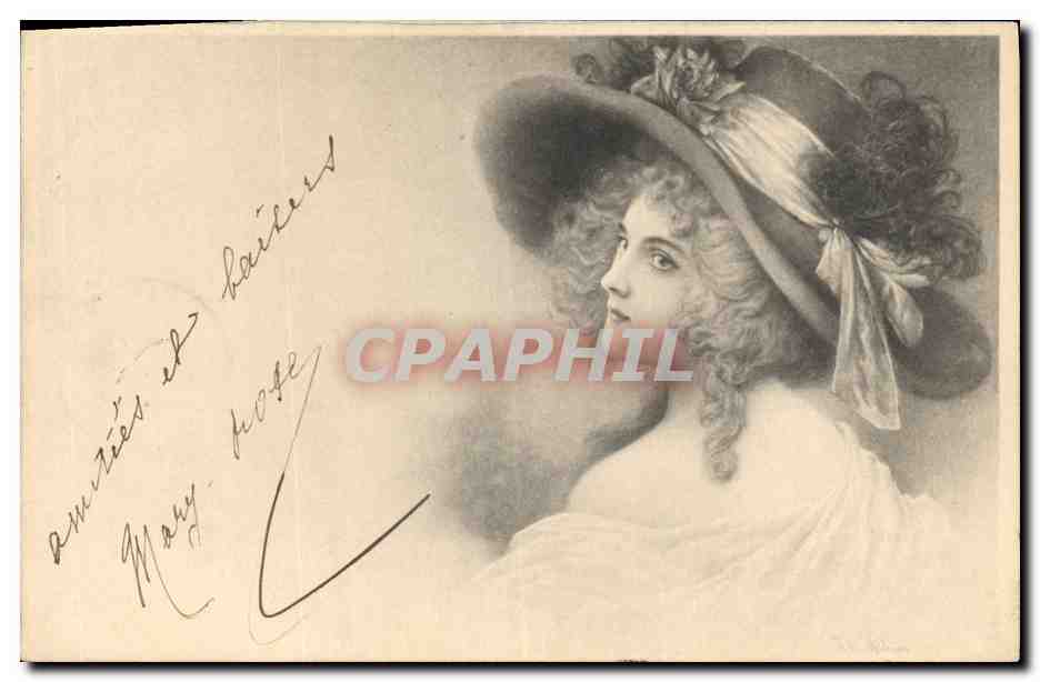 Femme en chapeau à plumes — éditeur M.M. VIENNE, n° 112