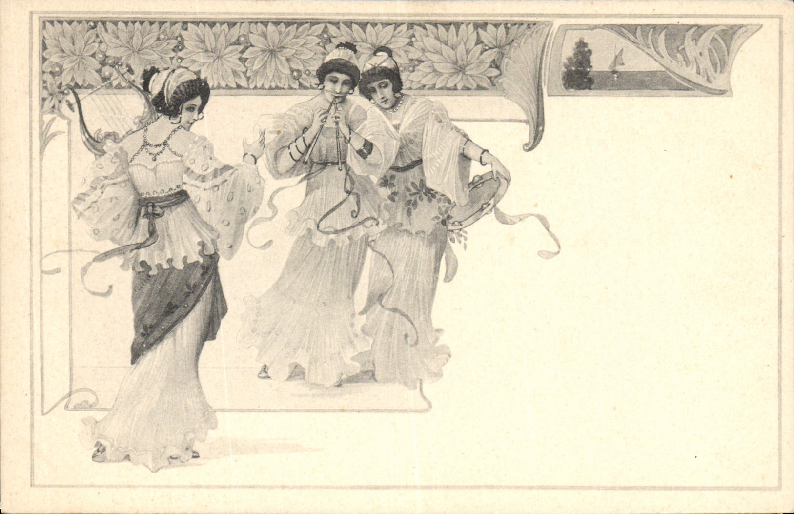 Trois danseuses orientales — illustration Art Nouveau — M. M. Vienne, n° 382