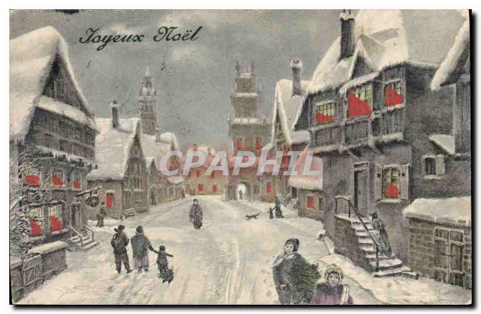 Village enneigé — Joyeux Noël — éditeur non visible