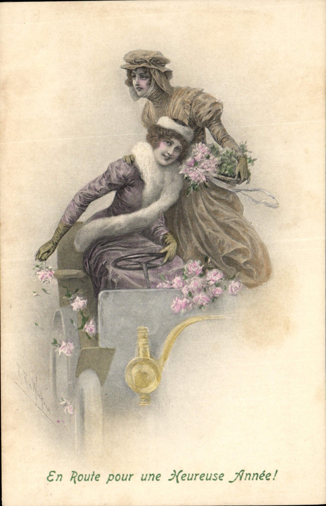 CPA Fantaisie Femmes Automobile