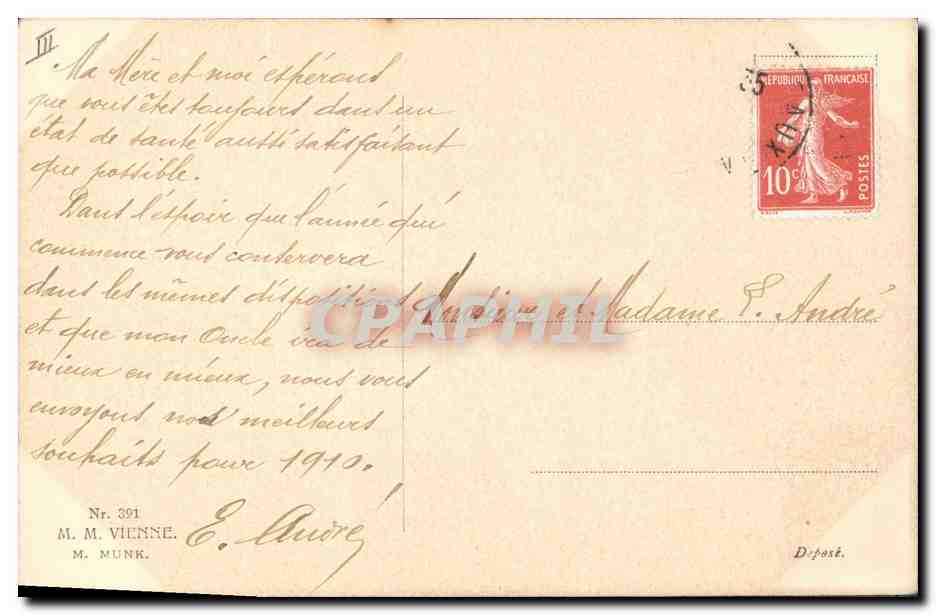 Couple dansant — 1910 — M. M. Vienne, M. Munk, n° 391 — Verso
