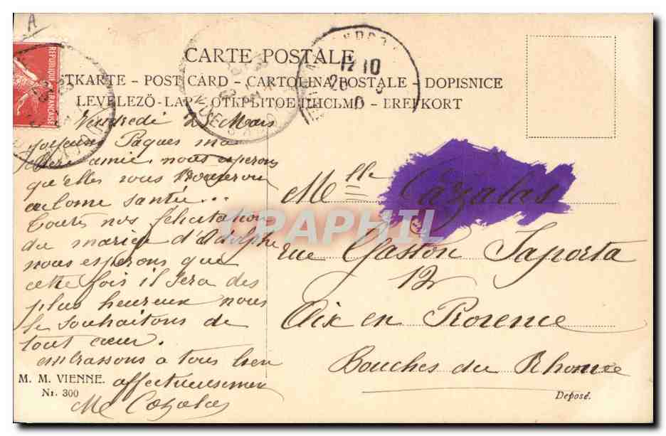 Femme portant un enfant — Pâques — éditeur R. Béthune, n° 300 — Verso