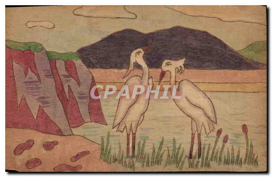 CPA Fantaisie (en bois) Oiseaux 