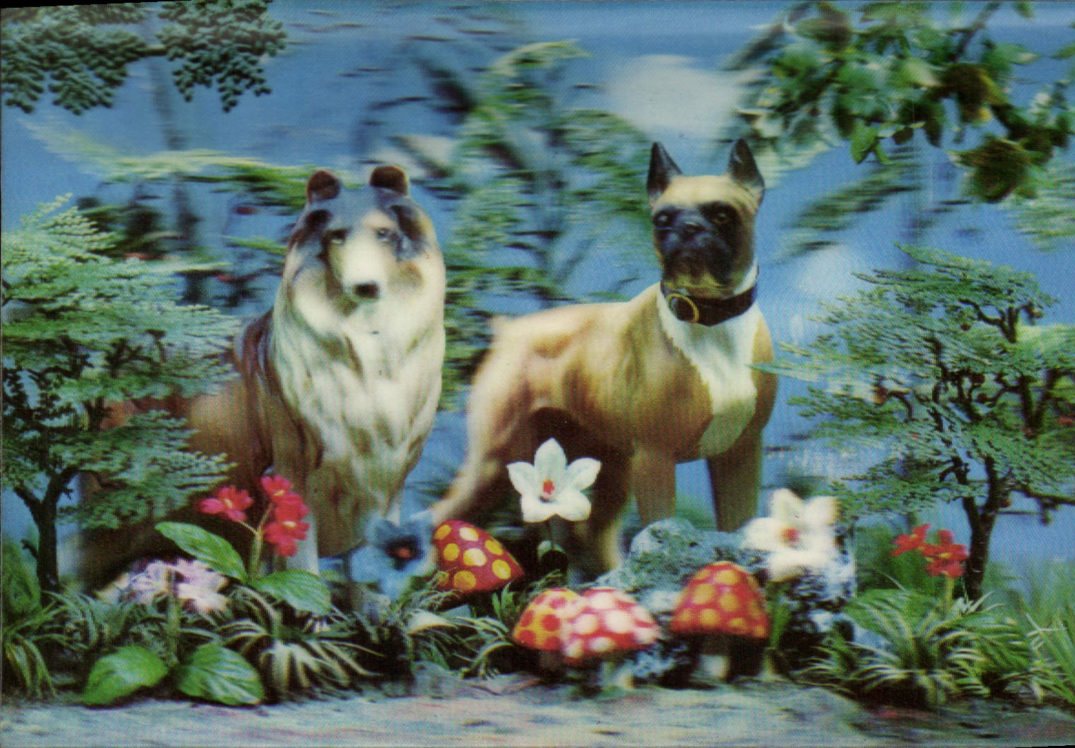 Deux chiens dans un jardin — S.P.A.O.E.M. 1966 — Visionomatic Paris