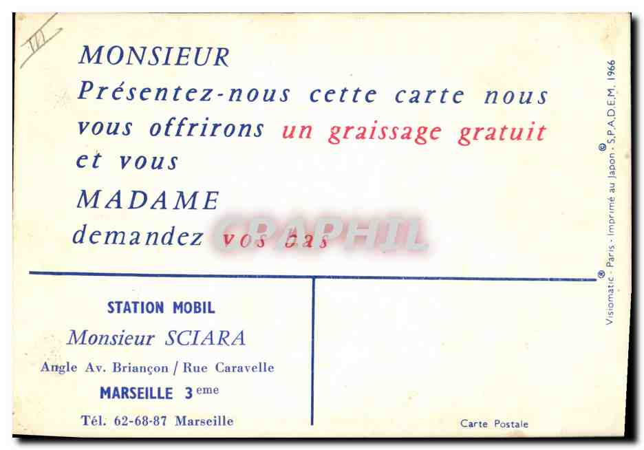 Station Mobil Service — Marseille — éditeur Visionomatic, n° de série non visible — Verso
