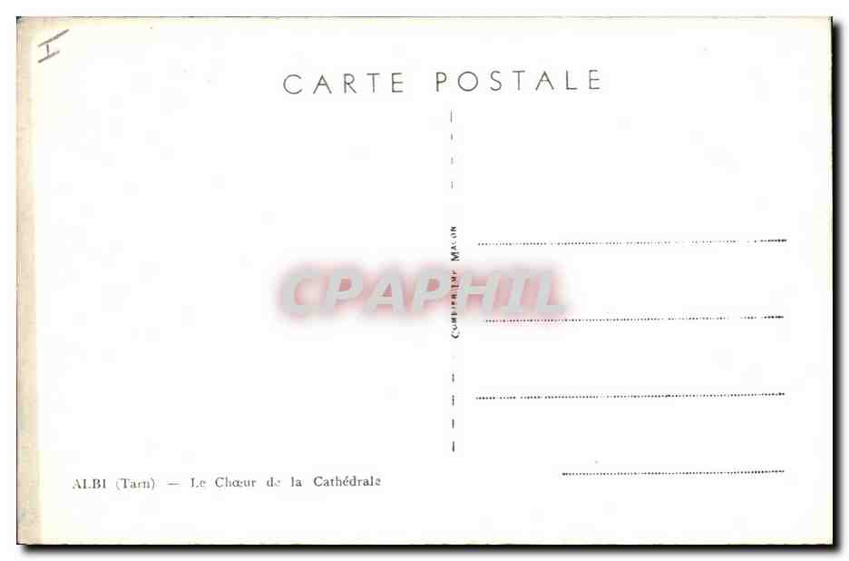 CPA Orgue Albi Le choeur de la cathedrale — Rückseite