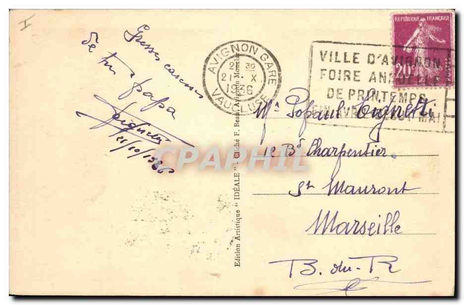 CPA Orgue Avignon Cathedrale ND des Doms Siege des Papes sous les grands orgues — Rückseite