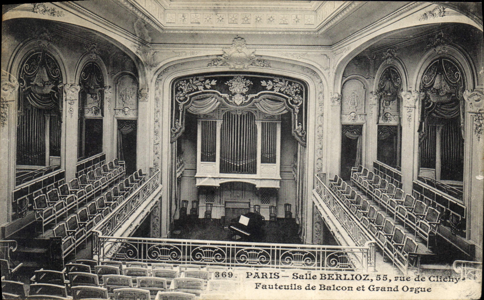 CPA Orgue Paris Salle Berlioz Rue de Clichy Fauteuils de balcon et grand orgue