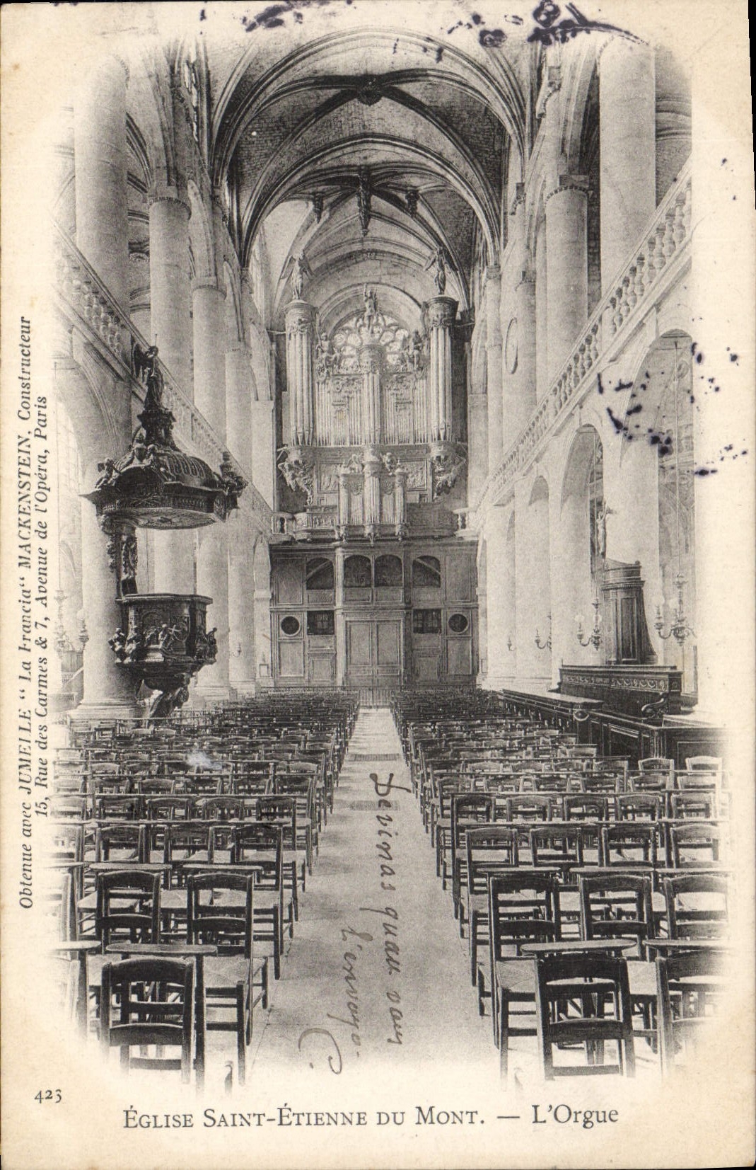 Église Saint-Étienne du Mont — L'Orgue — Mackenstein, Constructeur, Paris