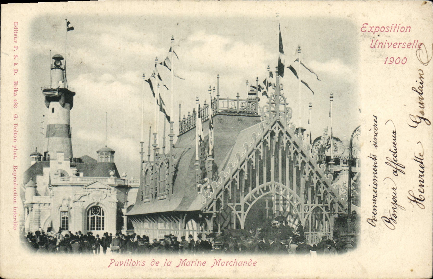 Pavillons de la Marine Marchande — Exposition Universelle 1900 — Éditeur P. S. à D. Erkka, n° 488
