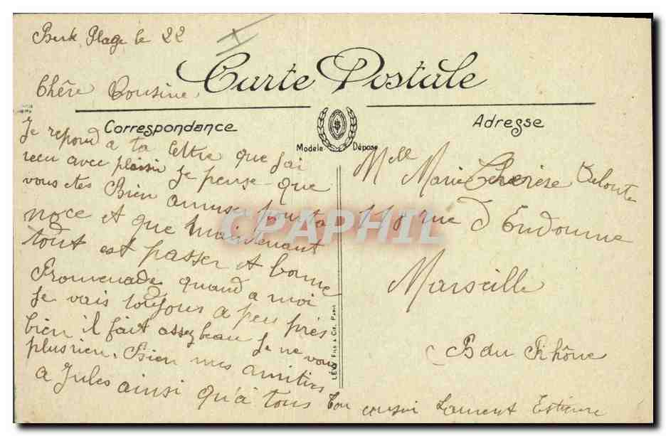 CPA Phare Berck Plage Le phare et l'Hopital maritime  — Rückseite