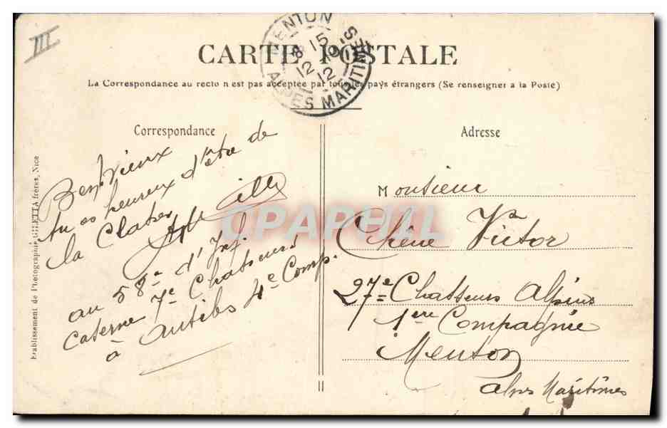 CPA Antibes Le Semaphore ND de Bon Port  — Rückseite