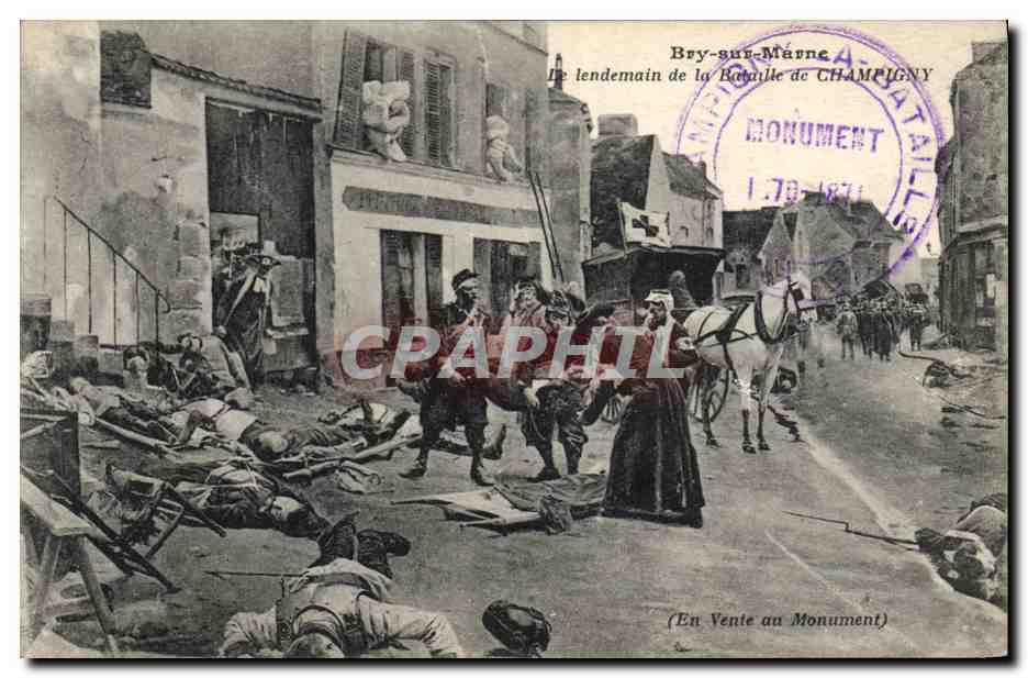 CPA Militaria Bry sur Marne Le lendemain de la bataille de Champigny 