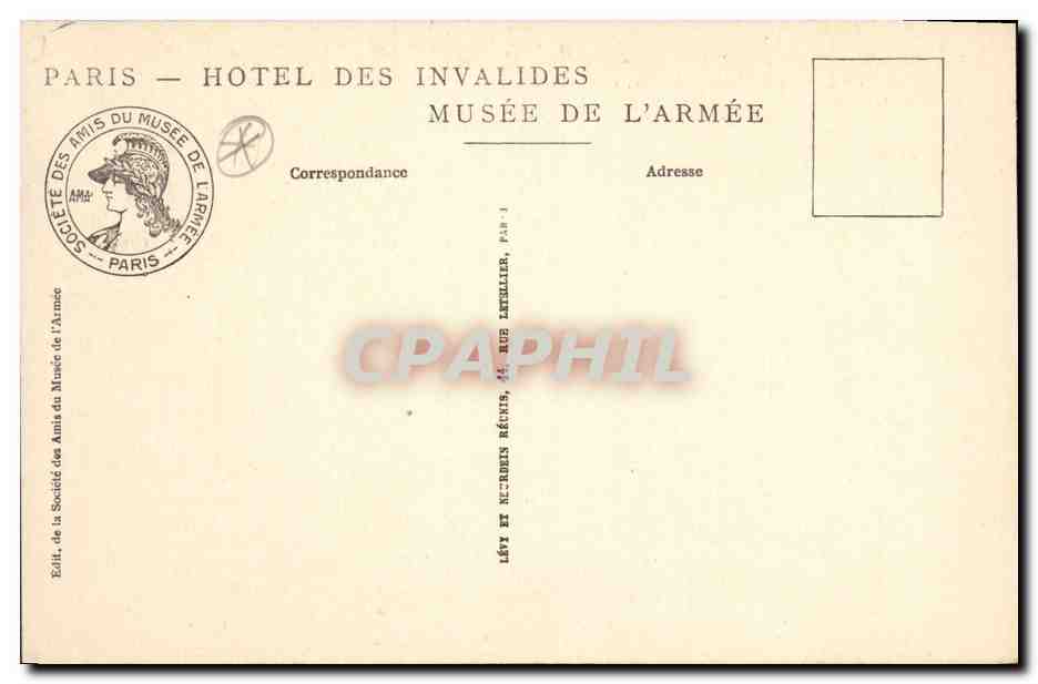 CPA Militaria Paris Hotel des Invalides Musee de l'Armee Le Triomphe de la Victoire par Scott  — Rückseite