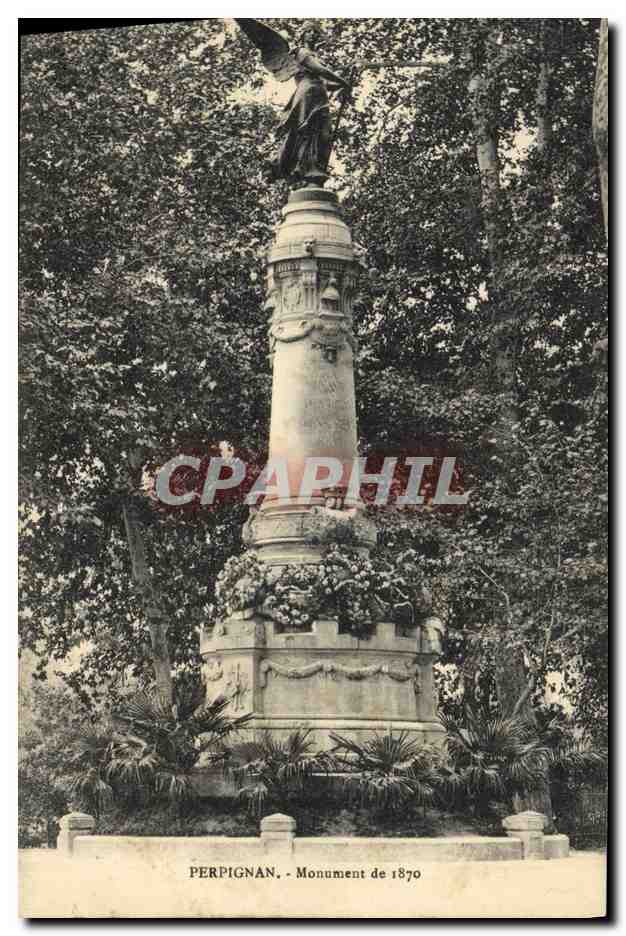 CPA Militaria Monument de 1870 Perpignan