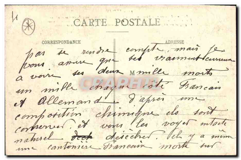 CPA Militaria Sedan Le General Marguerite blesse sur le plateau de Floing  — Rückseite