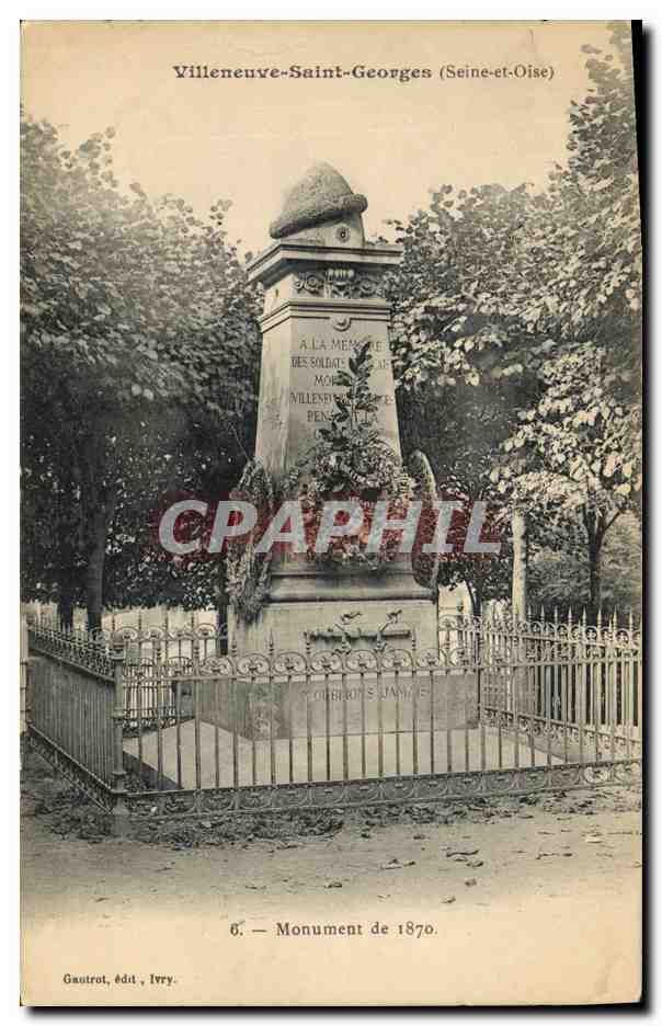 CPA Militaria Monument de 1870 Villeneuve Saint Georges 