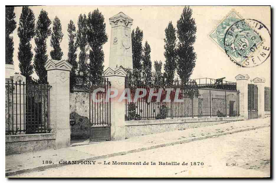 CPA Militaria Monument de la bataille de 1870 Champigny